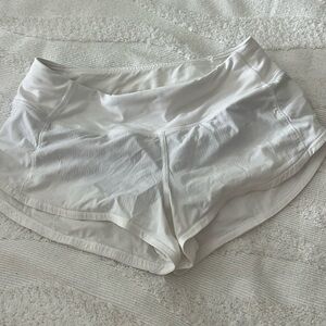 size 2  2.5” white lululemon speed up shorts - discontinued - perfect condition!
